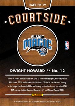 2012-13 Hoops - Courtside #19 Dwight Howard Back