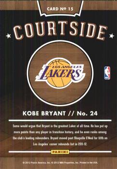 2012-13 Hoops - Courtside #15 Kobe Bryant Back