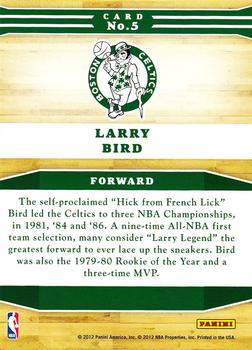 2012-13 Hoops - Franchise Greats #5 Larry Bird Back