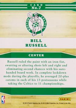 2012-13 Hoops - Franchise Greats #7 Bill Russell Back