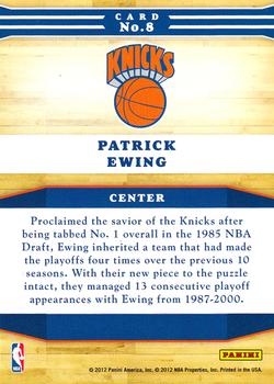 2012-13 Hoops - Franchise Greats #8 Patrick Ewing Back