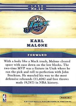 2012-13 Hoops - Franchise Greats #12 Karl Malone Back