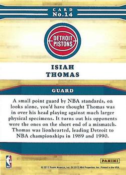 2012-13 Hoops - Franchise Greats #14 Isiah Thomas Back