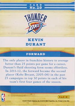 2012-13 Hoops - Franchise Greats #20 Kevin Durant Back