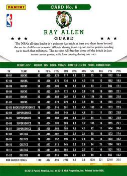 2012-13 Hoops - Glossy #6 Ray Allen Back