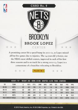 2012-13 Hoops - Glossy #9 Brook Lopez Back