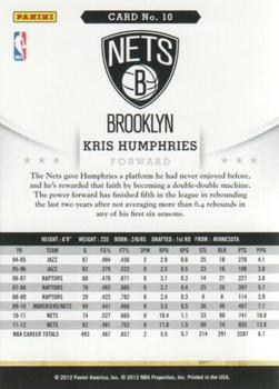 2012-13 Hoops - Glossy #10 Kris Humphries Back