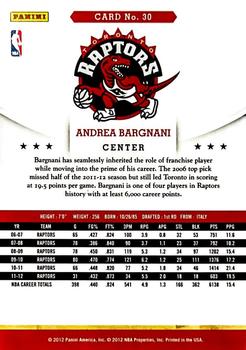 2012-13 Hoops - Glossy #30 Andrea Bargnani Back