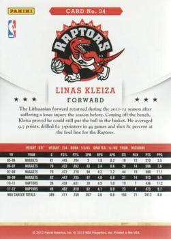 2012-13 Hoops - Glossy #34 Linas Kleiza Back