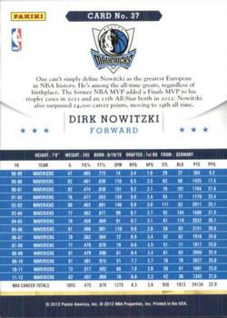 2012-13 Hoops - Glossy #37 Dirk Nowitzki Back