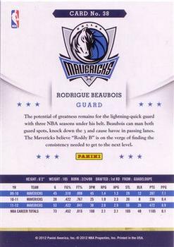 2012-13 Hoops - Glossy #38 Rodrigue Beaubois Back