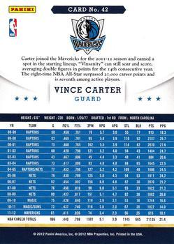 2012-13 Hoops - Glossy #42 Vince Carter Back
