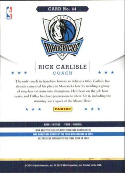 2012-13 Hoops - Glossy #44 Rick Carlisle Back