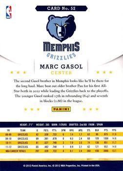 2012-13 Hoops - Glossy #52 Marc Gasol Back