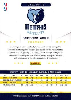 2012-13 Hoops - Glossy #58 Dante Cunningham Back