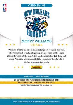 2012-13 Hoops - Glossy #66 Monty Williams Back