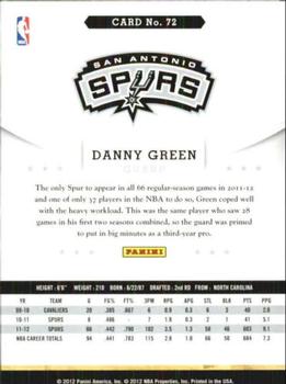 2012-13 Hoops - Glossy #72 Danny Green Back