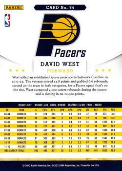 2012-13 Hoops - Glossy #94 David West Back