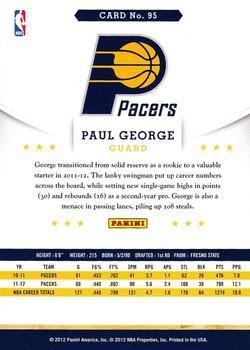 2012-13 Hoops - Glossy #95 Paul George Back