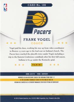 2012-13 Hoops - Glossy #100 Frank Vogel Back