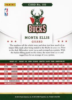2012-13 Hoops - Glossy #103 Monta Ellis Back