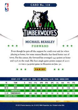 2012-13 Hoops - Glossy #118 Michael Beasley Back