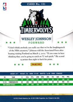 2012-13 Hoops - Glossy #121 Wesley Johnson Back