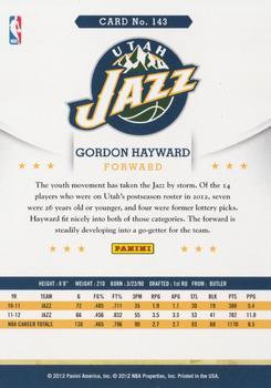 2012-13 Hoops - Glossy #143 Gordon Hayward Back