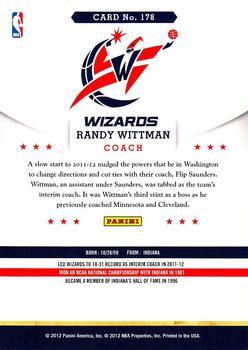 2012-13 Hoops - Glossy #178 Randy Wittman Back