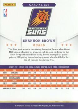 2012-13 Hoops - Glossy #204 Shannon Brown Back