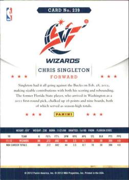 2012-13 Hoops - Glossy #239 Chris Singleton Back