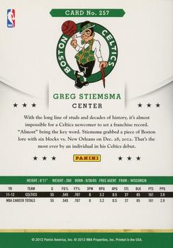 2012-13 Hoops - Glossy #257 Greg Stiemsma Back