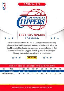 2012-13 Hoops - Glossy #272 Trey Thompkins Back