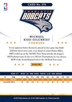2012-13 Hoops - Glossy #276 Michael Kidd-Gilchrist Back