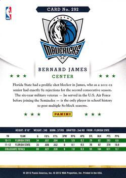 2012-13 Hoops - Glossy #292 Bernard James Back