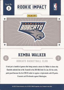 2012-13 Hoops - Rookie Impact #5 Kemba Walker Back