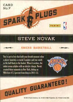 2012-13 Hoops - Spark Plugs #7 Steve Novak Back
