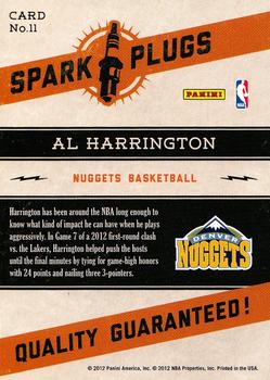 2012-13 Hoops - Spark Plugs #11 Al Harrington Back