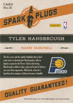 2012-13 Hoops - Spark Plugs #15 Tyler Hansbrough Back