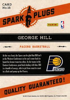 2012-13 Hoops - Spark Plugs #18 George Hill Back
