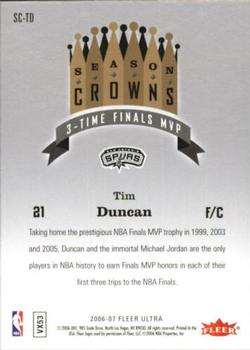 2006-07 Ultra - Season Crowns #SC-TD Tim Duncan Back