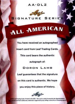 2012-13 Leaf Signature Series - All-American Red #AA-DL2 Doron Lamb Back