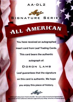 2012-13 Leaf Signature Series - All-American Silver #AA-DL2 Doron Lamb Back