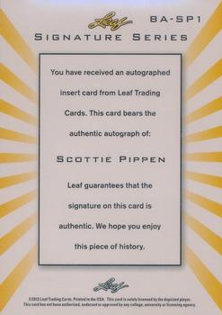 2012-13 Leaf Signature Series - Black and White Red #BA-SP1 Scottie Pippen Back