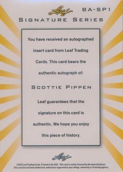 2012-13 Leaf Signature Series - Black and White Silver #BA-SP1 Scottie Pippen Back