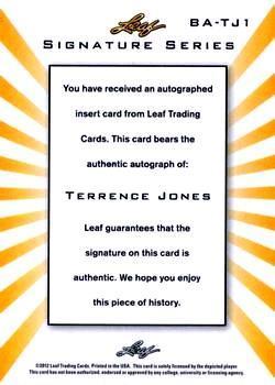 2012-13 Leaf Signature Series - Red #BA-TJ1 Terrence Jones Back