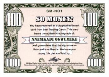 2012-13 Leaf Signature Series - So Money! Gold #SM-NO1 Nnemkadi Ogwumike Back