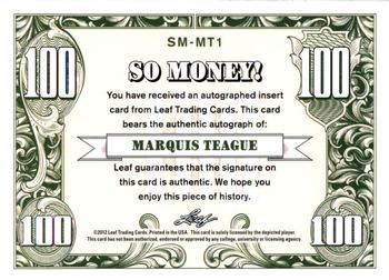 2012-13 Leaf Signature Series - So Money! Silver #SM-MT1 Marquis Teague Back
