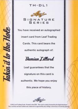 2012-13 Leaf Signature Series - Takin' it to the Hole Blue #TH-DL1 Damian Lillard Back