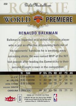 2006-07 Ultra - Gold Medallion #232 Renaldo Balkman Back